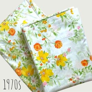 vintage 70s retro floral twin sheet set JCPenney